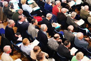 Older adults attending Irish Senior Citizens Parliament event.