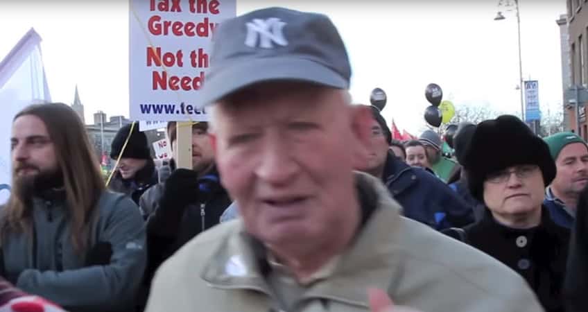 Older adults participating in an Irish Senior Citizens Parliament demonstration.