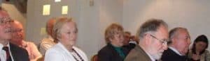 Elderly Irish citizens attending the Senior Citizens Parliament event in Ireland.