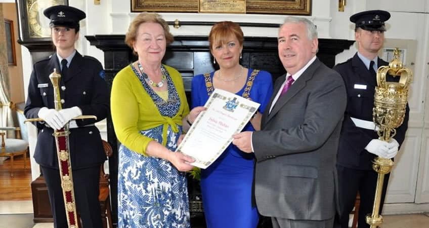 Honouring seniors at Irish Senior Citizens Parliament event in Dublin.