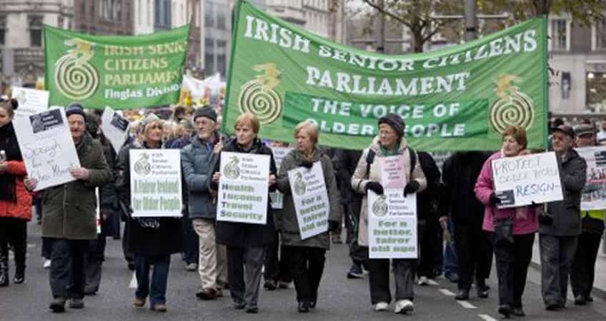Senior citizens advocacy march for social justice in Ireland.