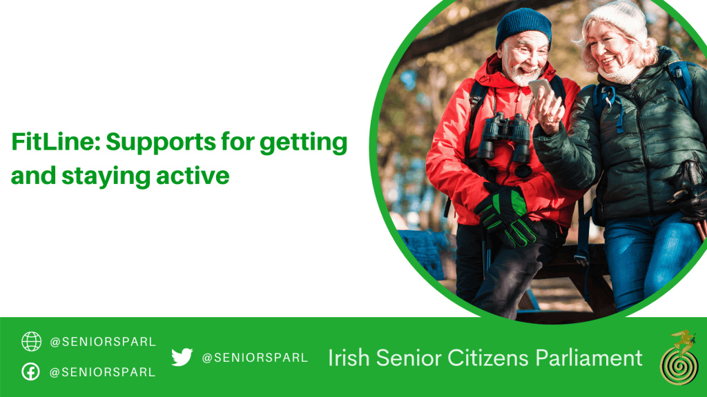 Elderly active seniors enjoying outdoor support and engagement in Ireland.